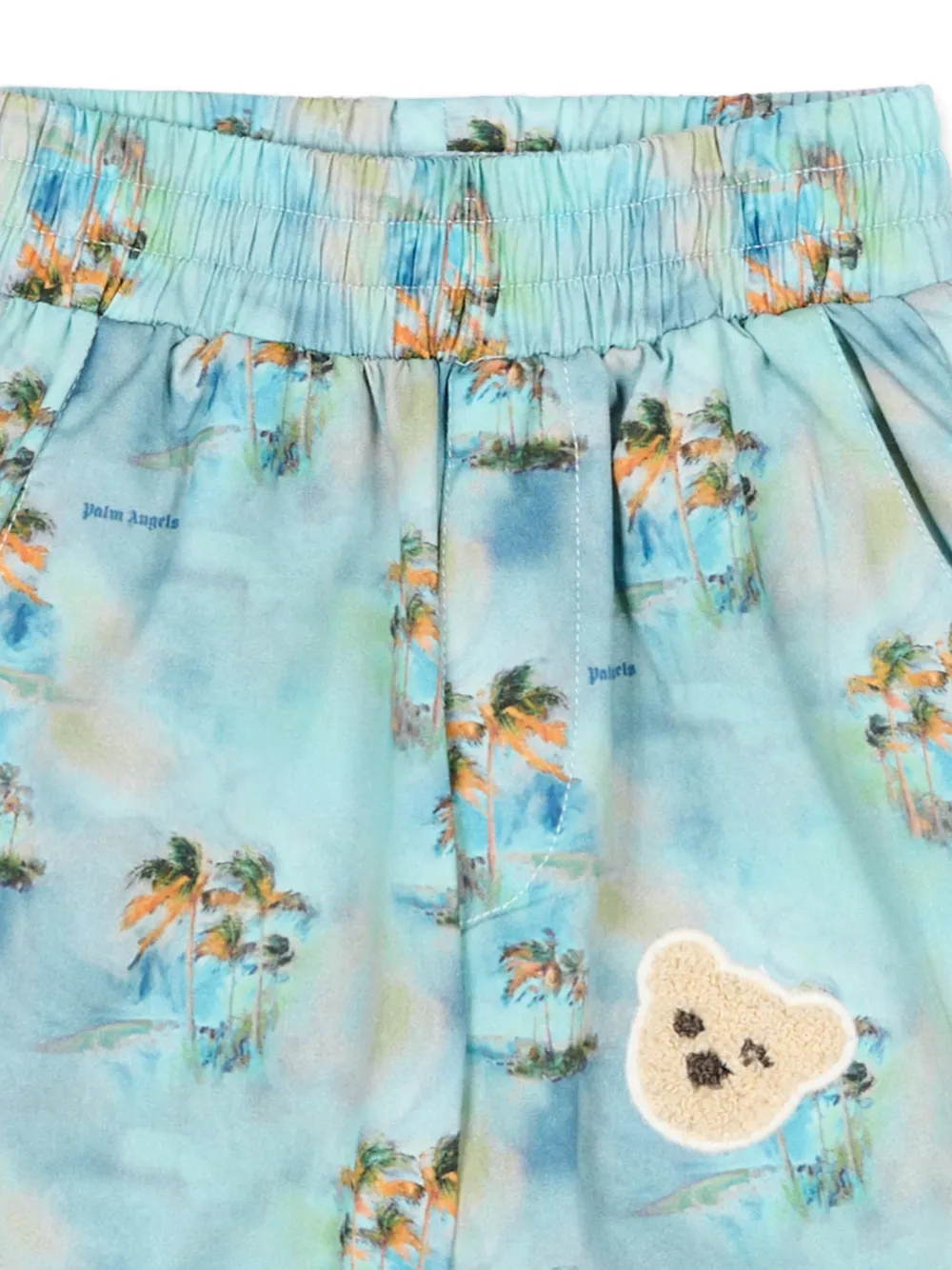 Palm Angels Kids Shorts met palmprint en teddybeerpatch Blauw