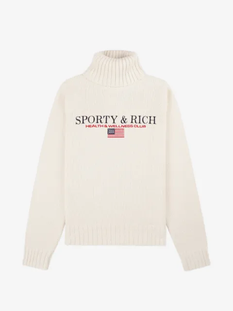 Sporty & Rich suéter con cuello vuelto y bandera