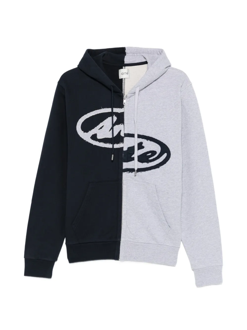 Arte Antwerp split logo zip hoodie - Grigio