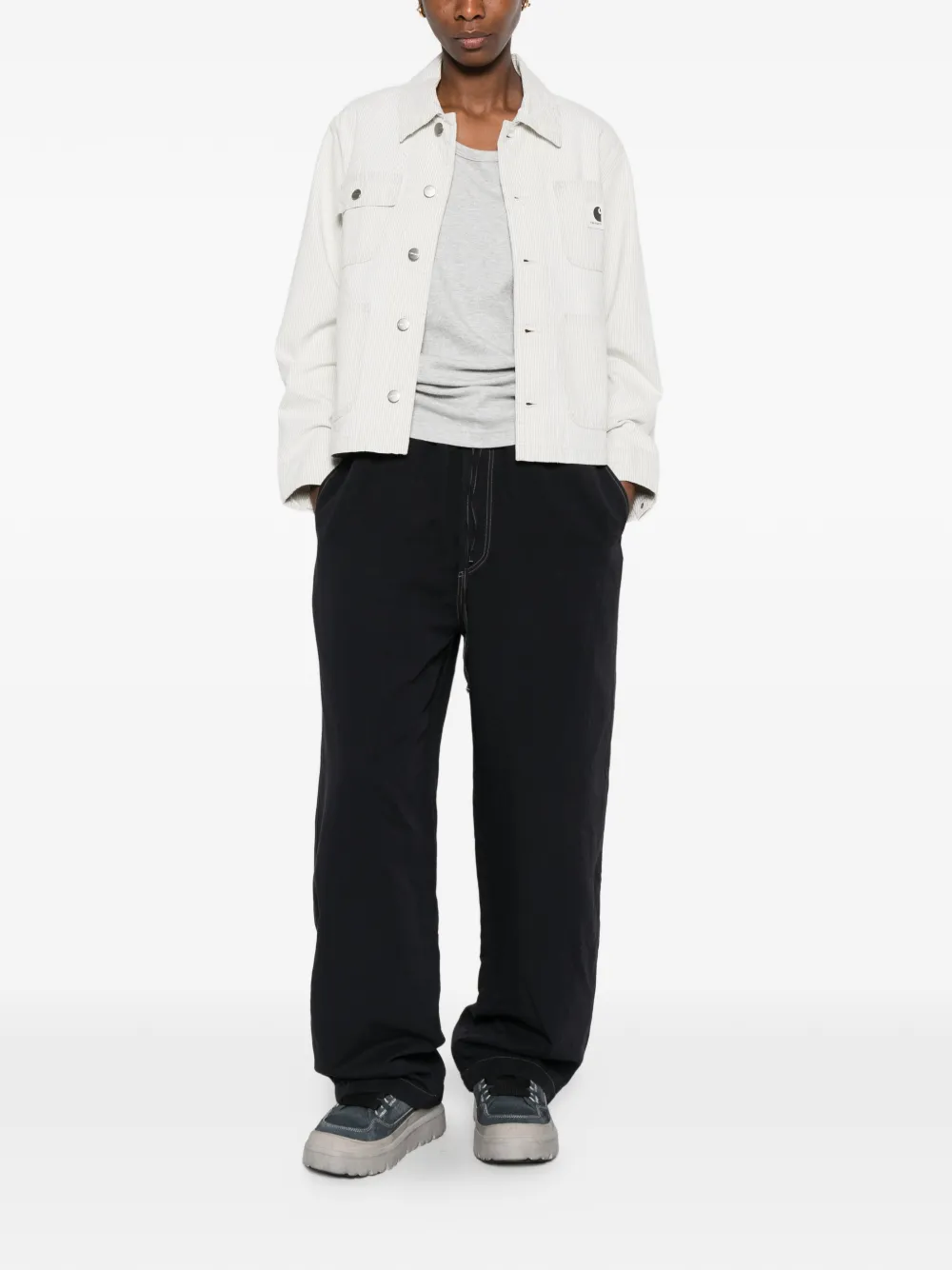  Carhartt Wip Mercer Chore Striped Denim Jacket - Neutrals 