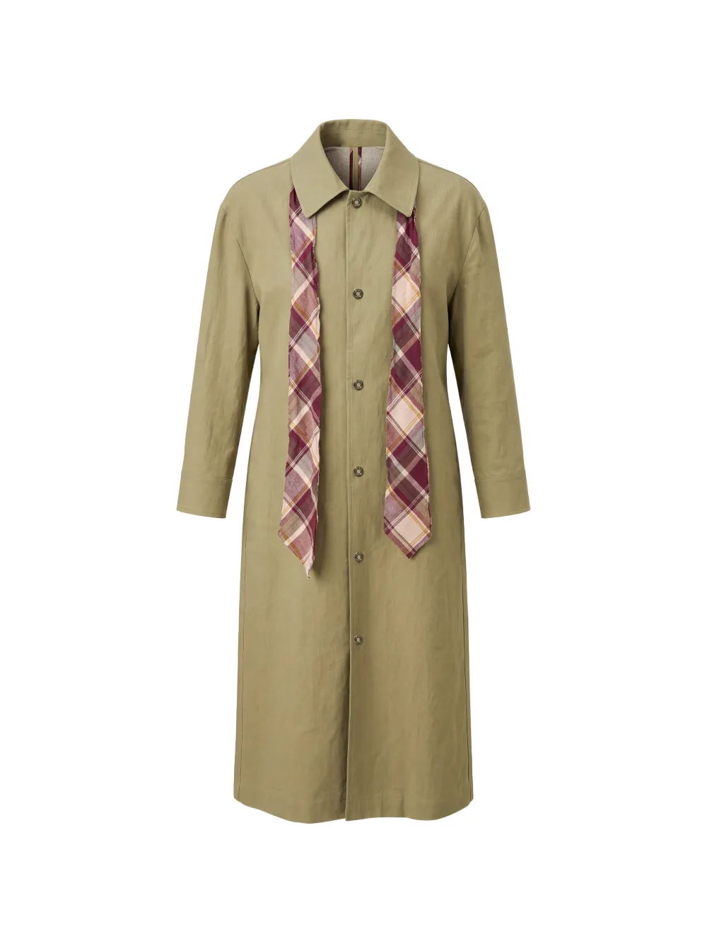 MARBELL Victoria plaid-trim button-down coat - Neutrals