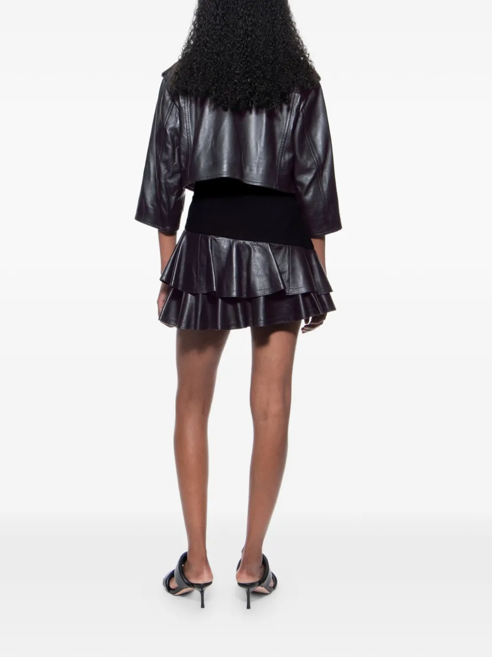 STAND STUDIO Piper cropped leren jack Zwart