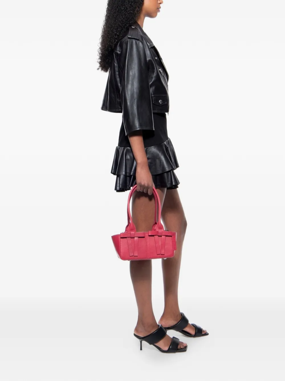 STAND STUDIO Piper cropped leren jack Zwart