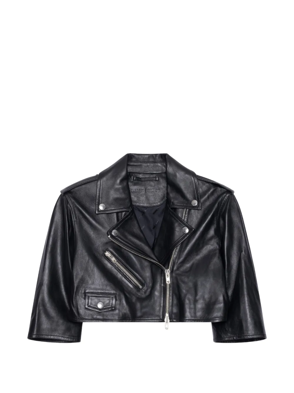 STAND STUDIO Piper cropped leather jacket - Nero