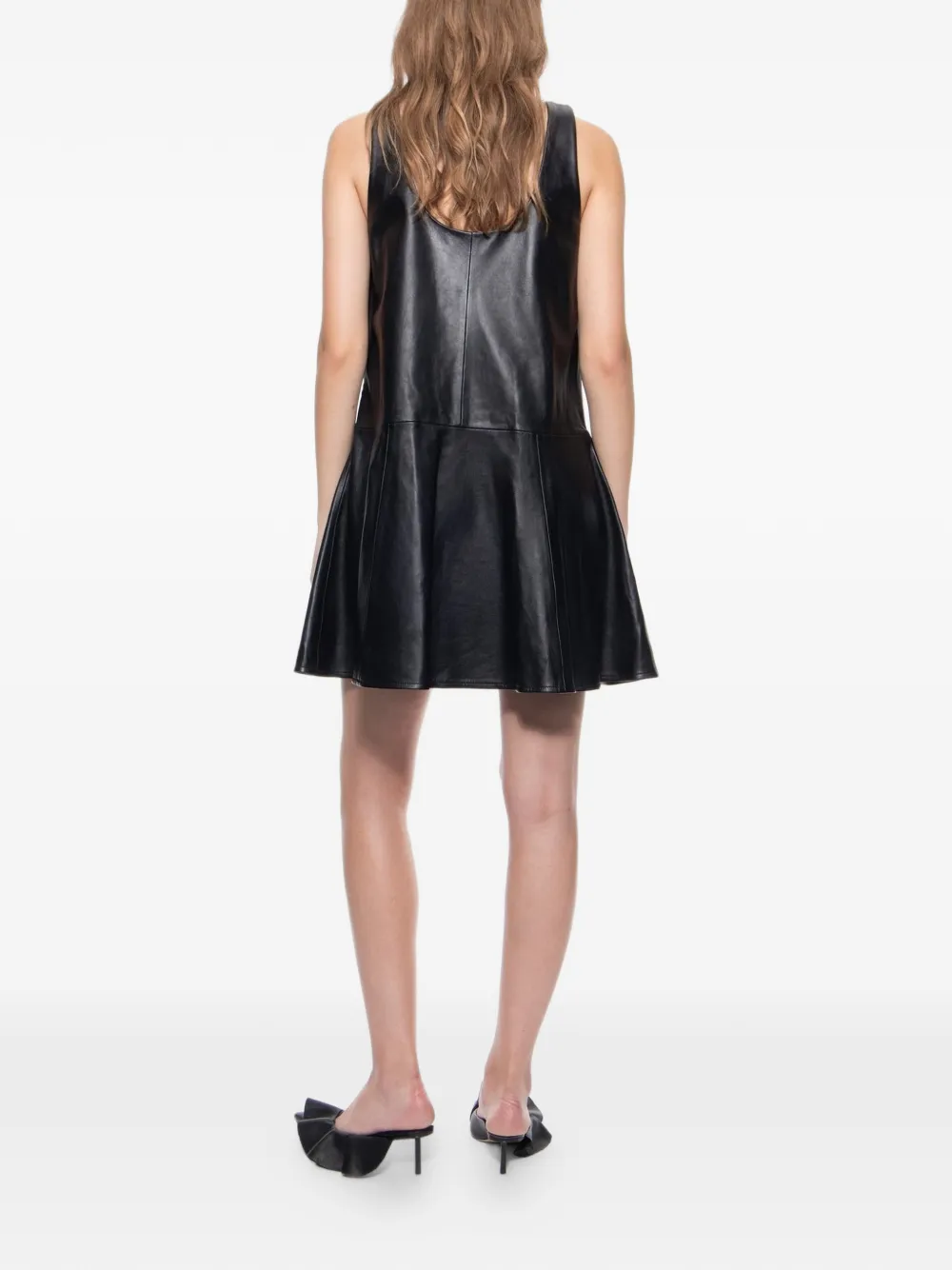 STAND STUDIO Thalia leren mini-jurk met A-lijn Zwart
