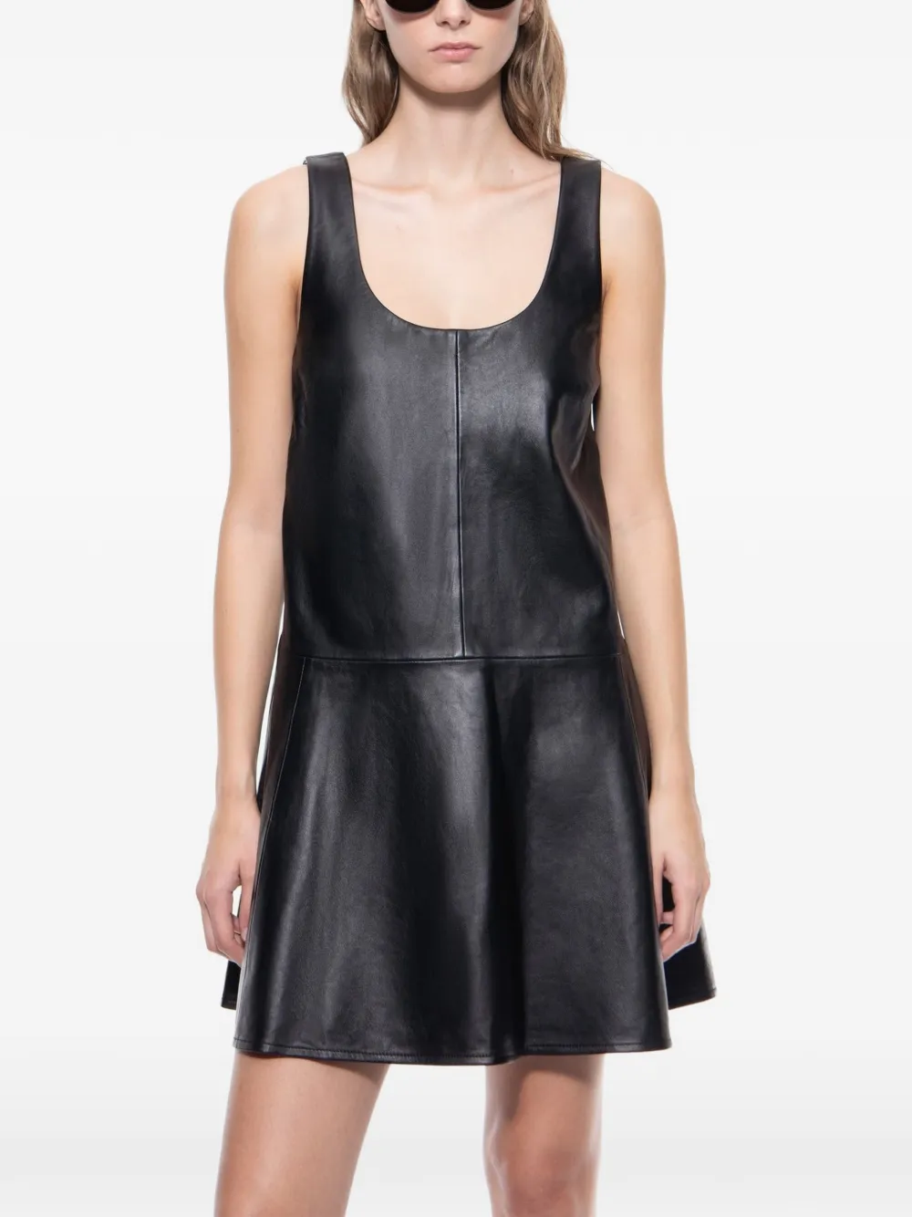 STAND STUDIO Thalia leren mini-jurk met A-lijn Zwart