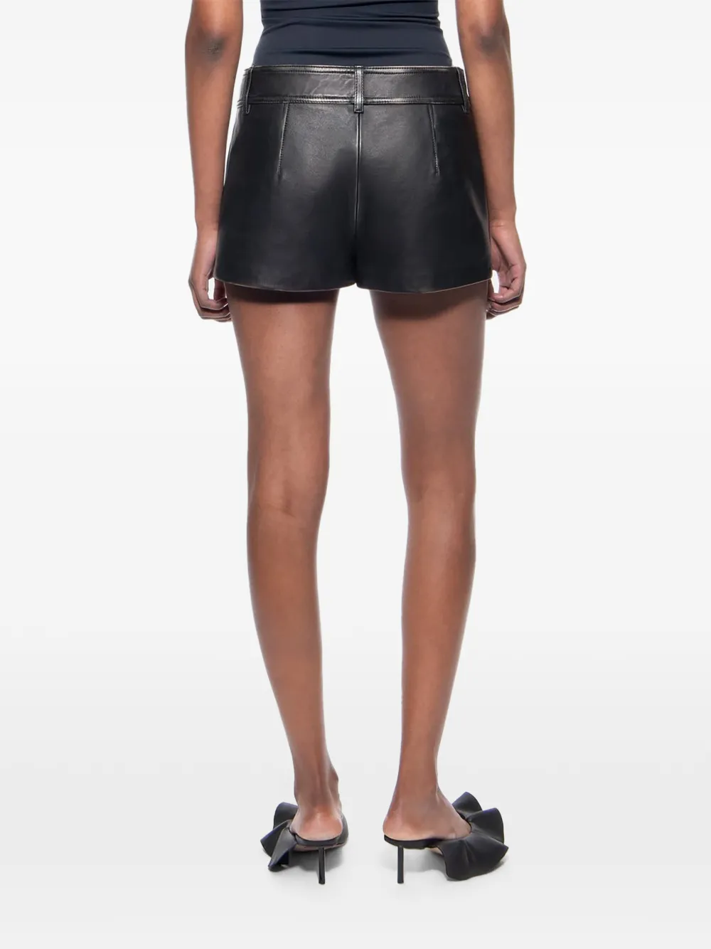  Stand Studio Odessa Button Leather Shorts - Black 