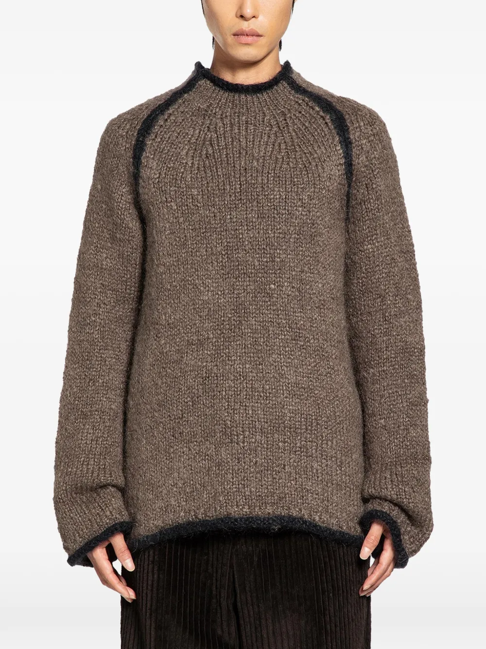 OUR LEGACY Rider contrasting-trim sweater - Marrone