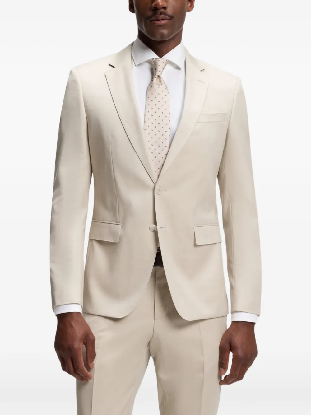 BOSS Katoenen blazer Beige