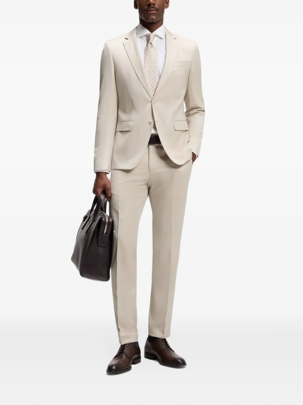 BOSS Slim-fit colbert van scheerwol Beige