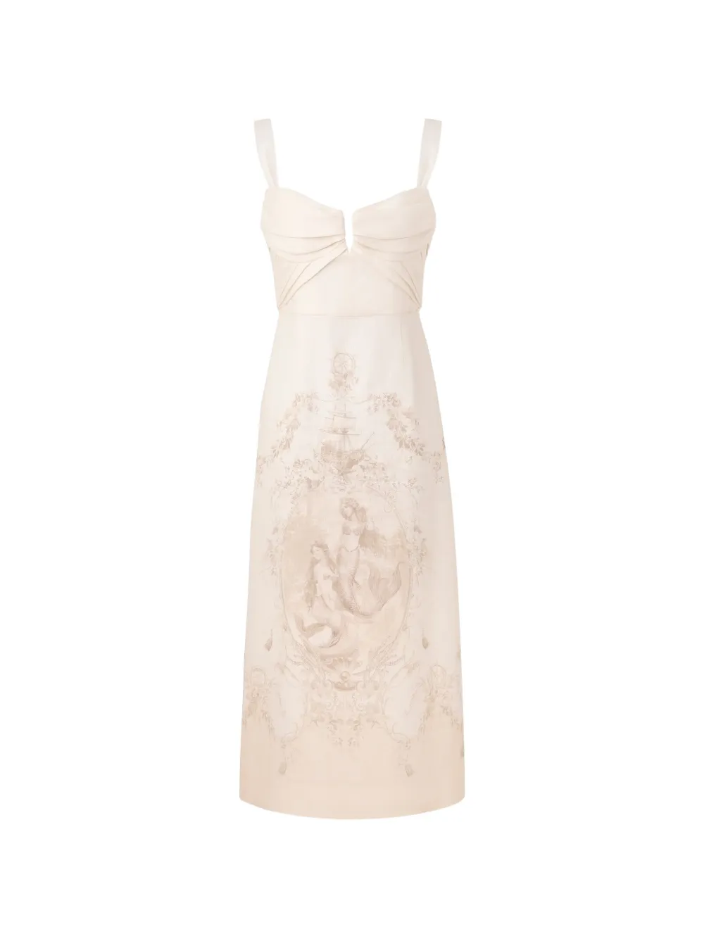 ZIMMERMANN Drape mermaid-print midi dress - Neutrals