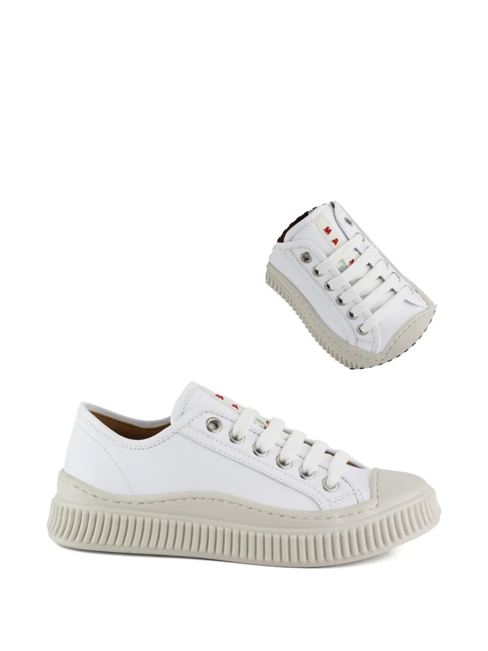 Marni Kids lace-up ridged-sole sneakers - Bianco