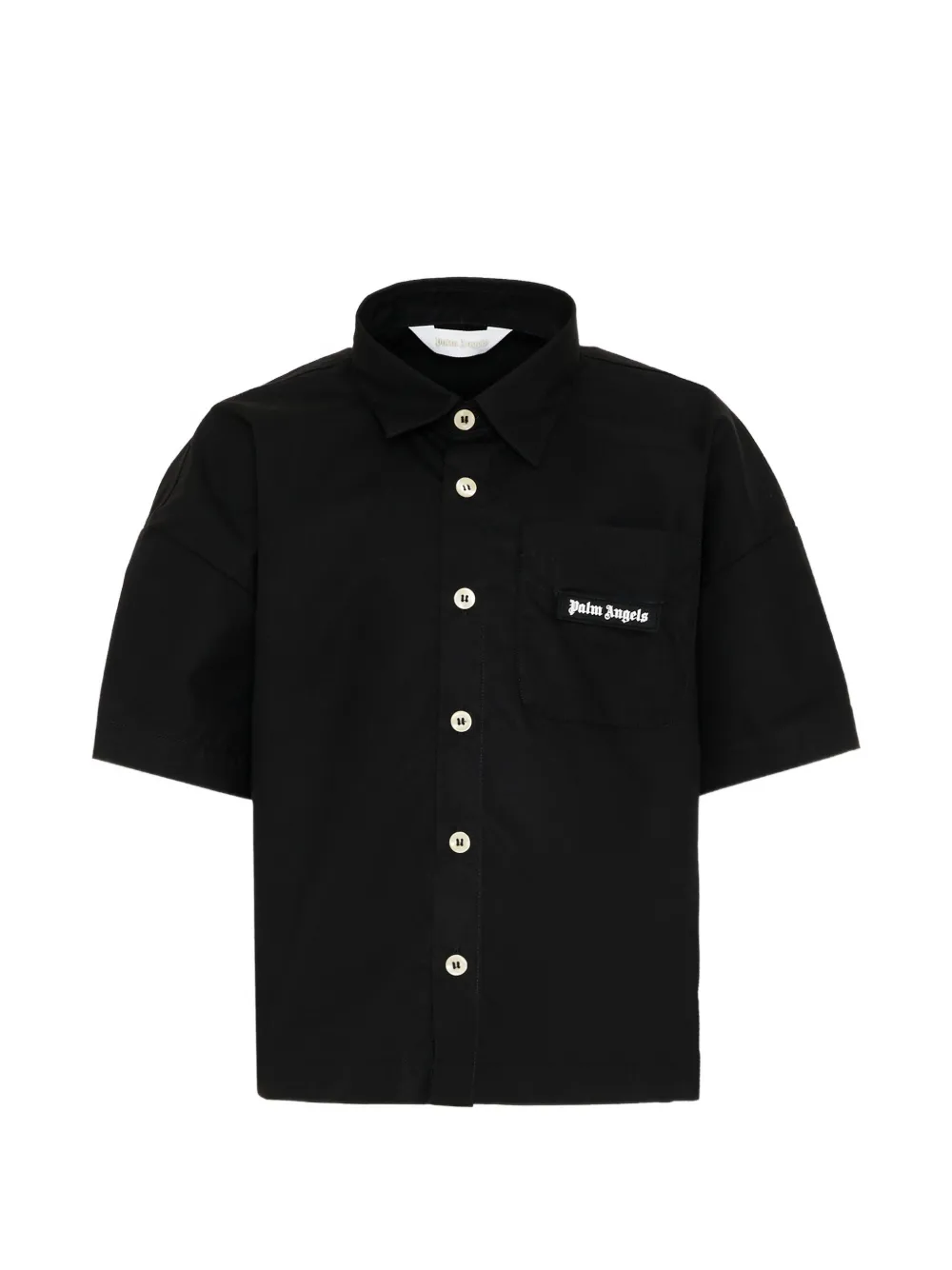 Palm Angels Kids logo-patch short-sleeve shirt - Nero