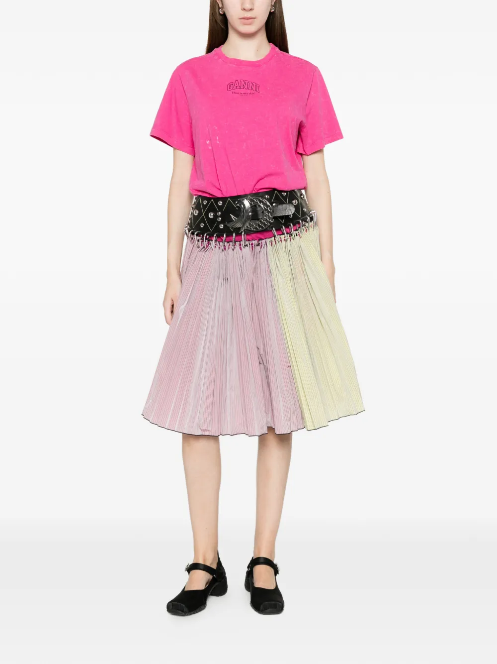 GANNI T-shirt met gewassen effect Roze