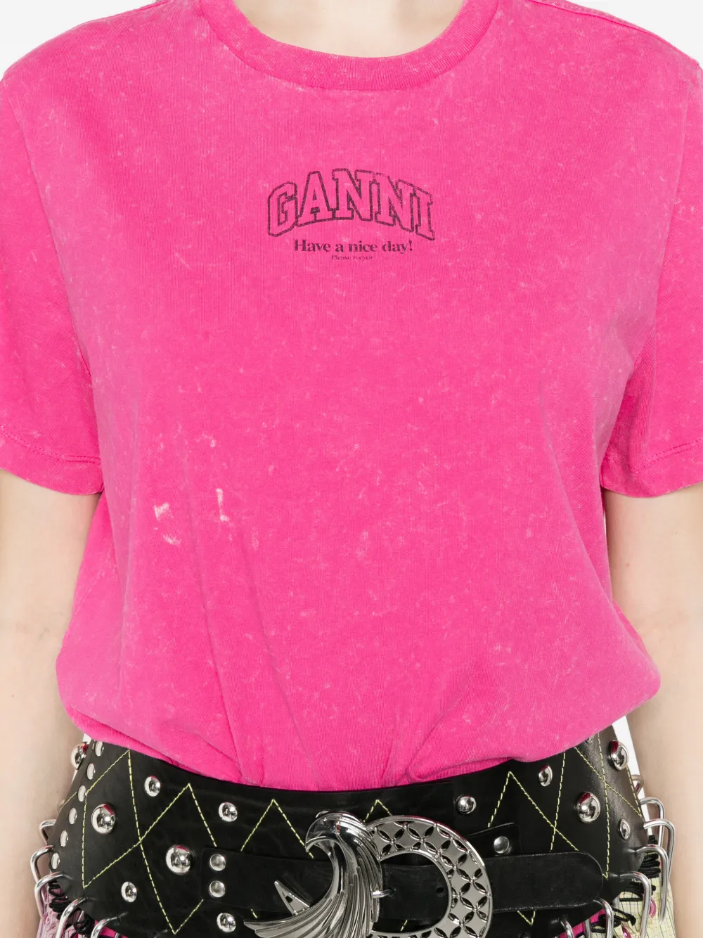 GANNI T-shirt met gewassen effect Roze