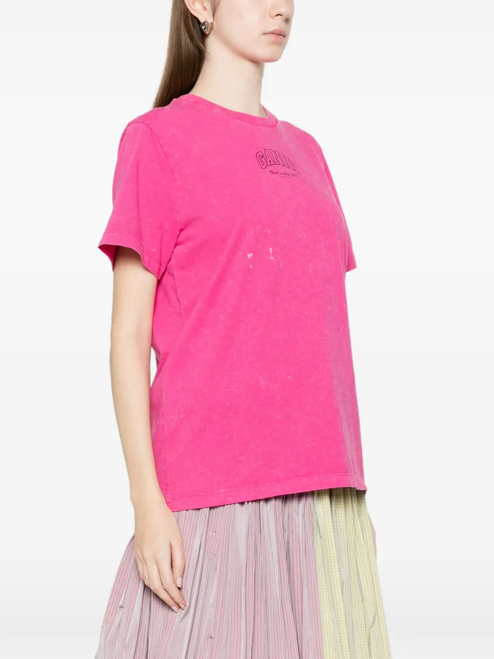 GANNI T-shirt met gewassen effect Roze