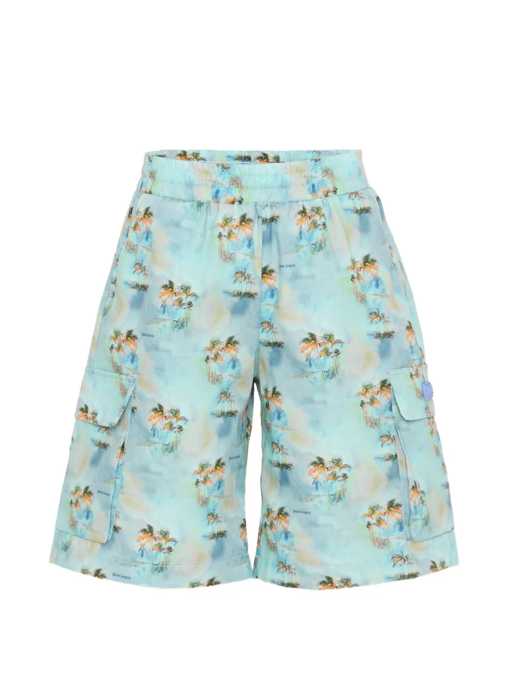 Palm Angels Kids palm-print cargo shorts - Blu