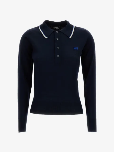 Wales Bonner Henry logo-embroidered contrast-trim sweater
