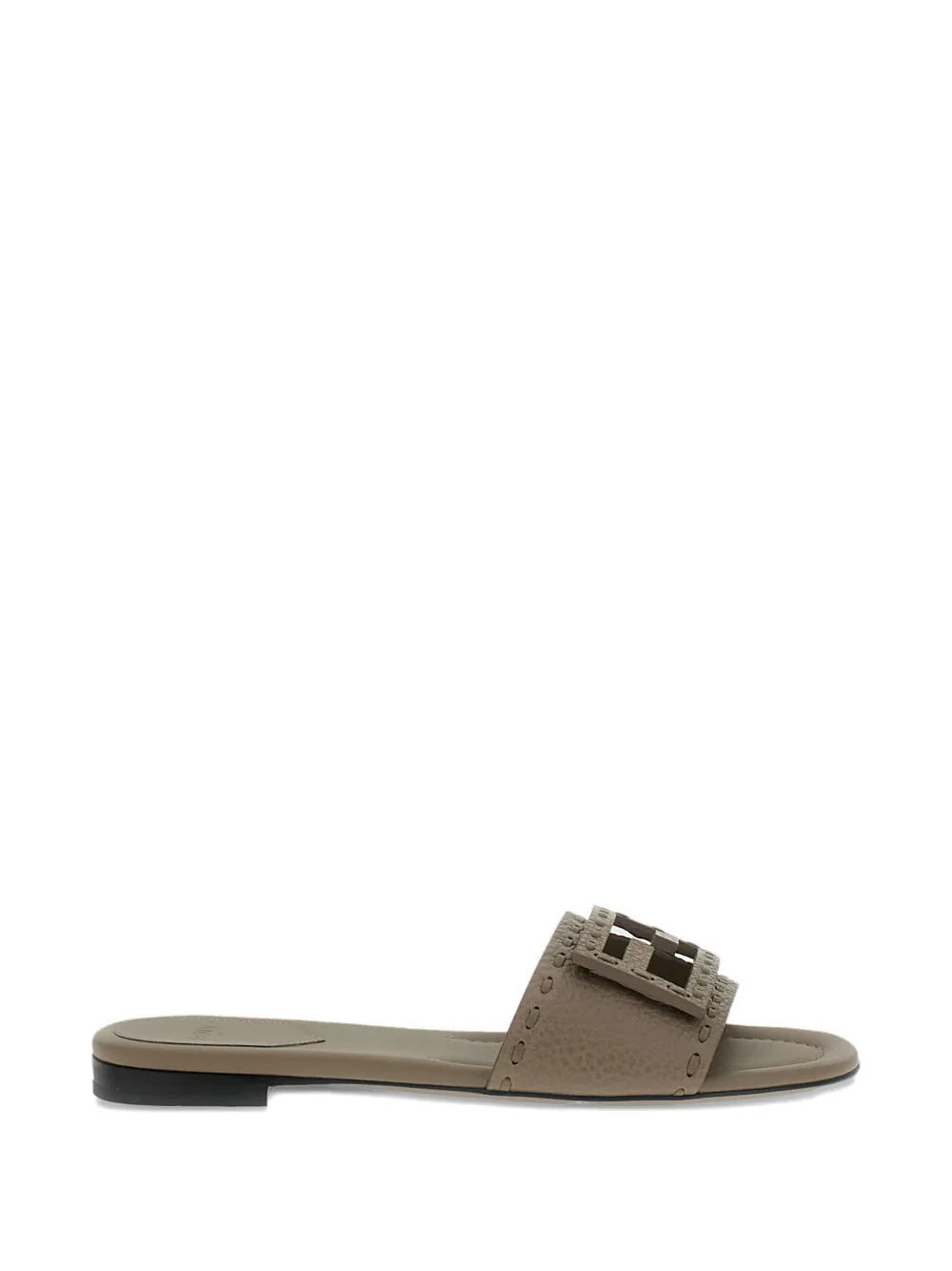 Fendi Leather Slides In Gray