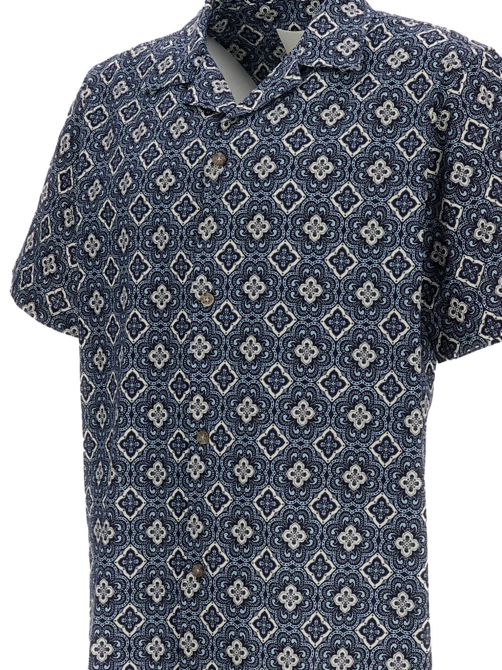 Les Deux Lukas Arabesque overhemd met korte mouwen Blauw