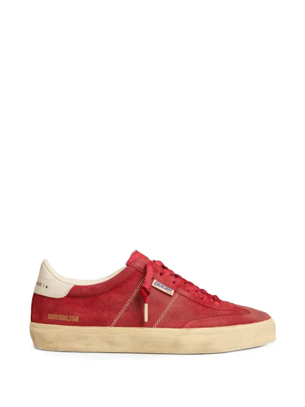 Golden Goose Soul Star in Red Suede with White Leather Heel Tab Sneakers