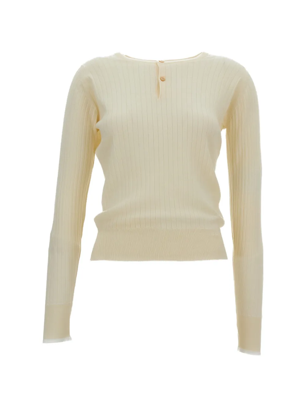 Wales Bonner x John Smedley ribbed button sweater - Toni neutri