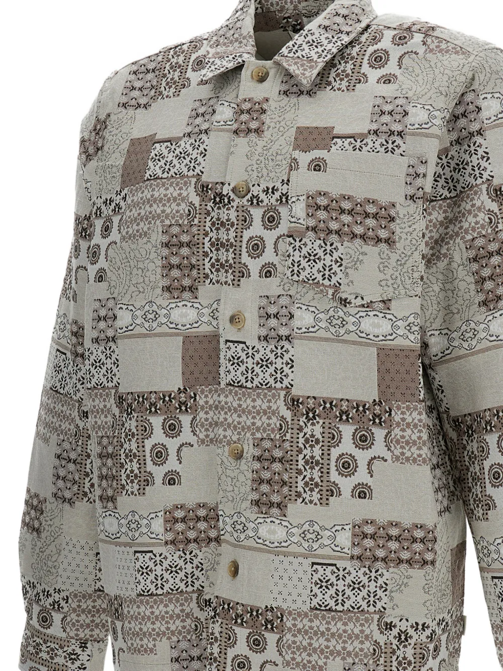 Les Deux Shirtjack met patchwork en patroon Beige