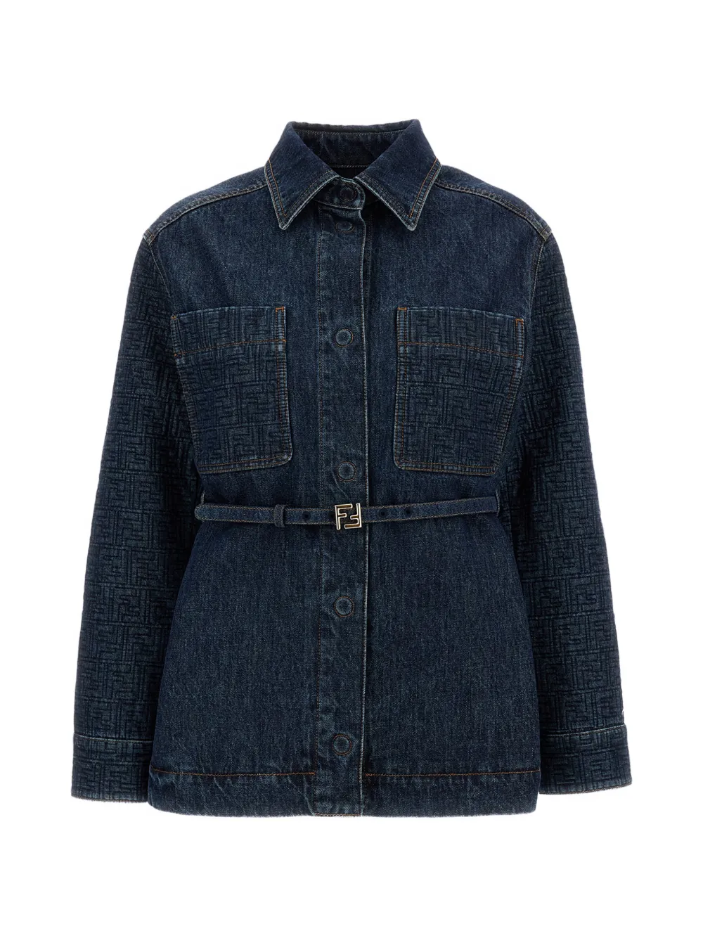 FENDI logo-patch jacket - Blu