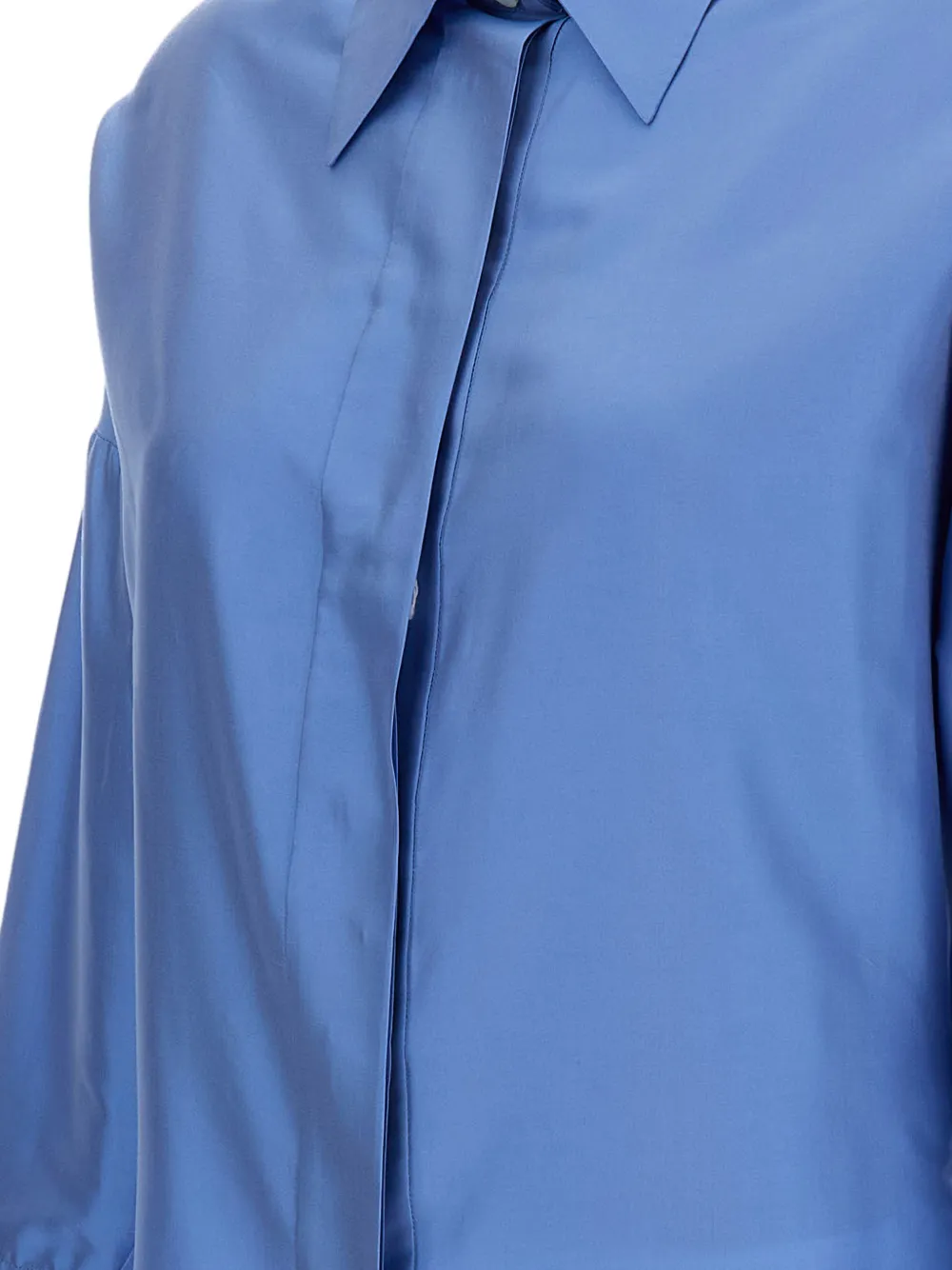 Alberto Biani Blouse met verborgen sluiting aan de voorkant en lange mouwen Blauw