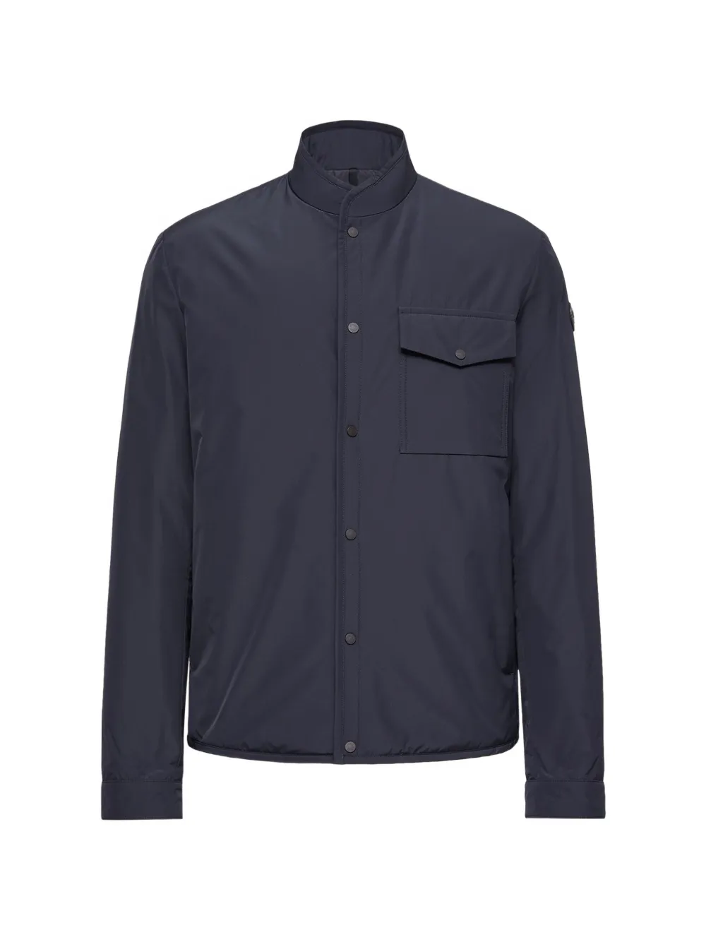 Moncler Flap Pocket High Neck Jacket In Blue
