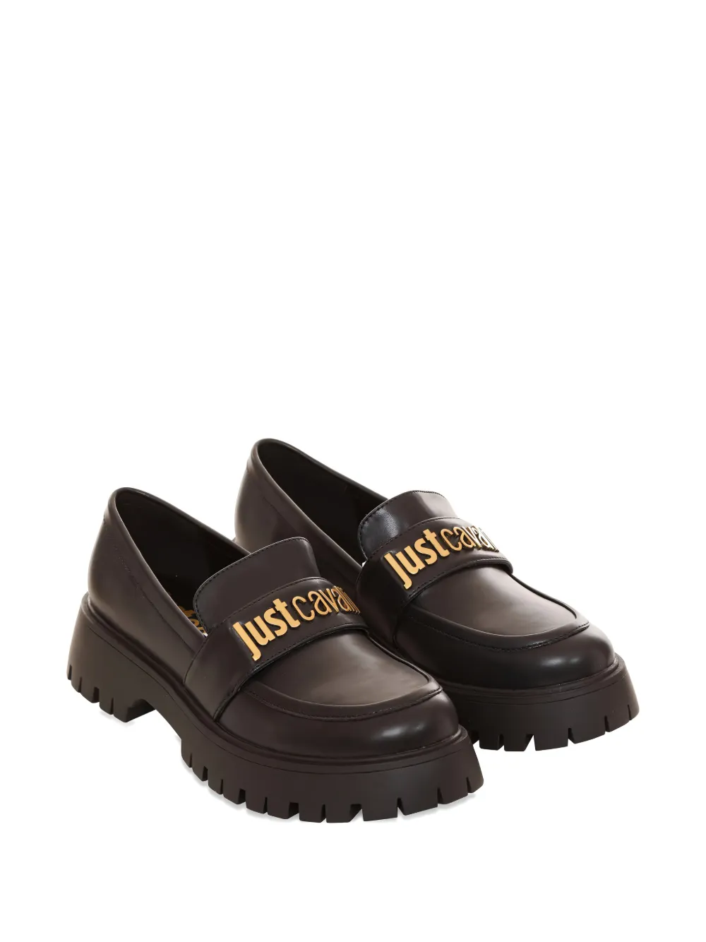 Just Cavalli Loafers met chunky zool en metalen logo Zwart