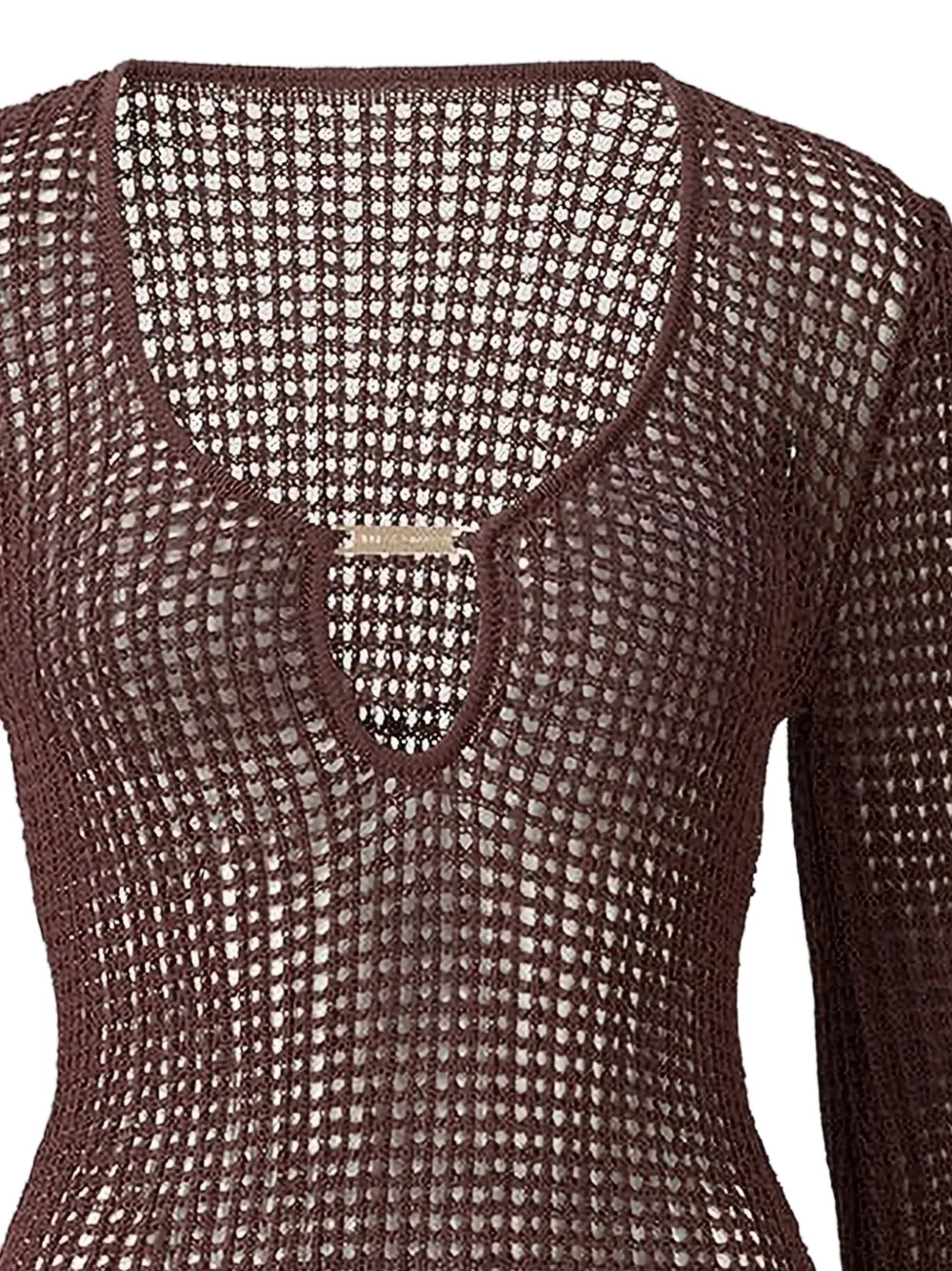  Melissa Odabash Ellis Crochet Mini Beach Dress - Brown 