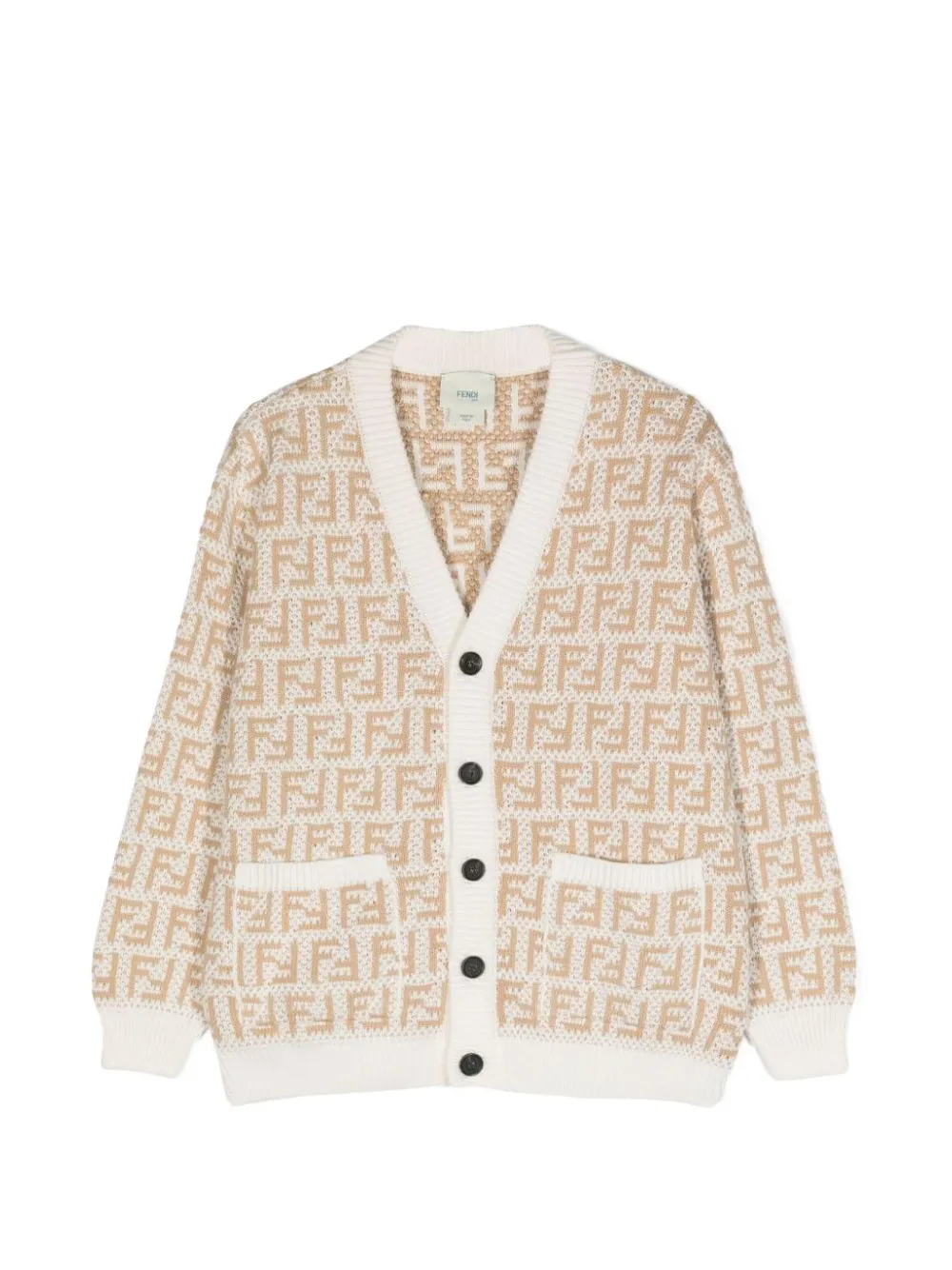 Fendi Kids Cardigan mit FF-Muster - Weiß