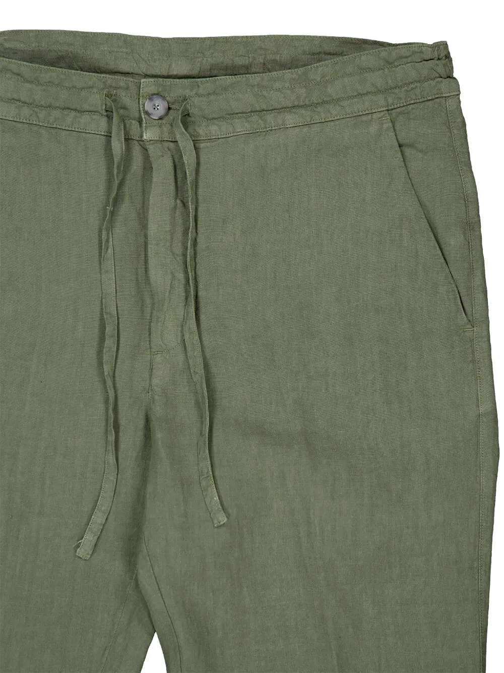  120% Lino Drawstring Trousers - Green 