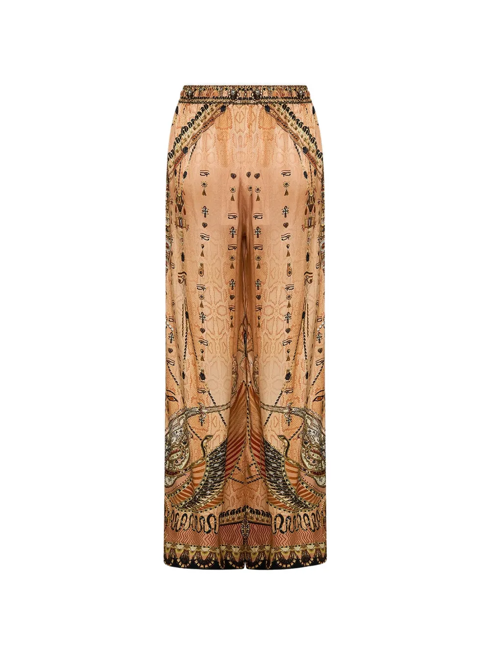 Camilla Broek met hiërogliefen print Beige