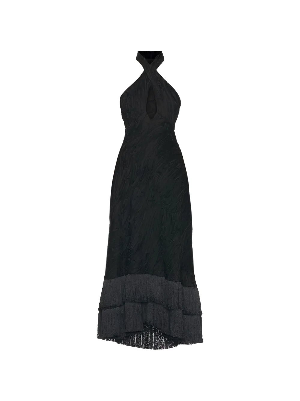 Alexis Ambrosio halterneck tiered midi dress - Nero