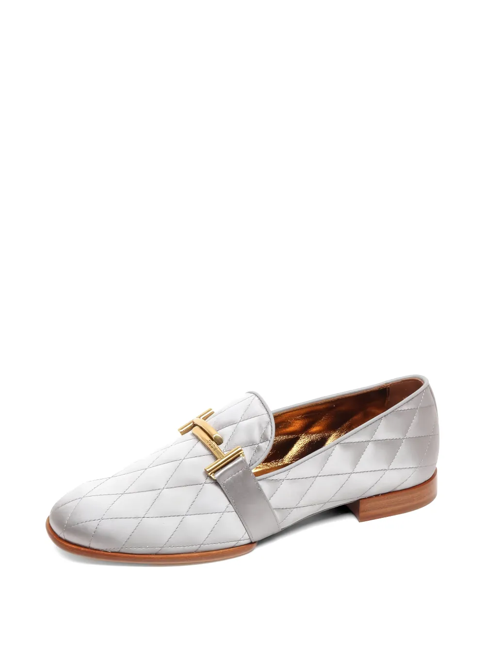 Tod's quilted logo-detail loafers - Grigio