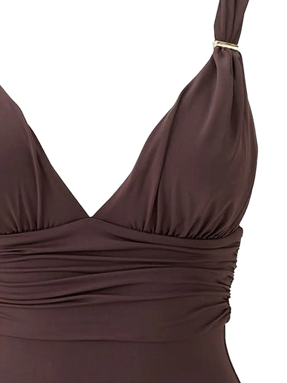  Melissa Odabash Panarea V-neck Ruched Swimsuit - Brown 