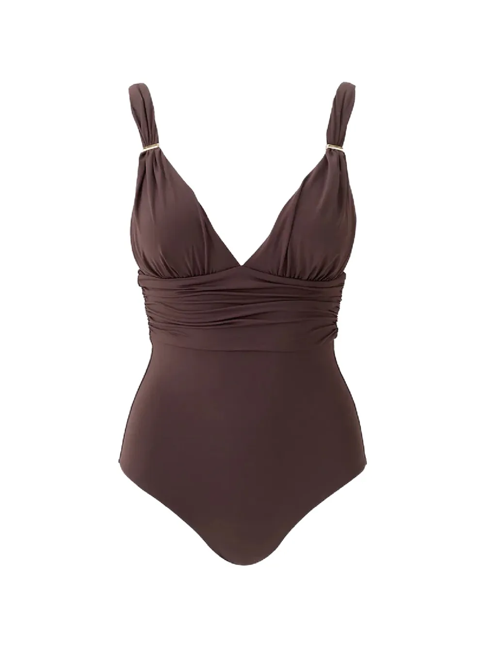 Melissa Odabash maillot de bain froncé Panarea à col v - Marron