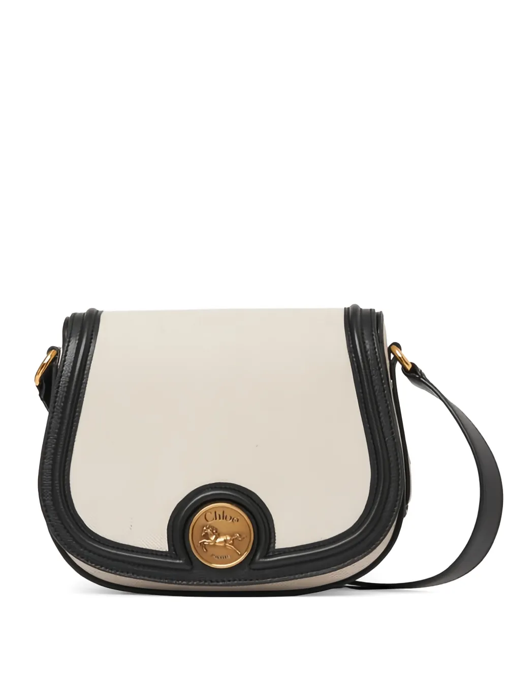 Chloé logo-plaque shoulder bag - Nude