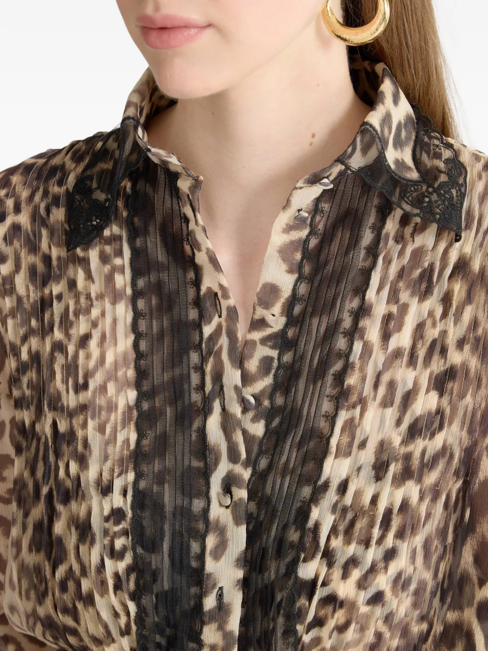 Ermanno Scervino Jurk met luipaardprint en kant Beige