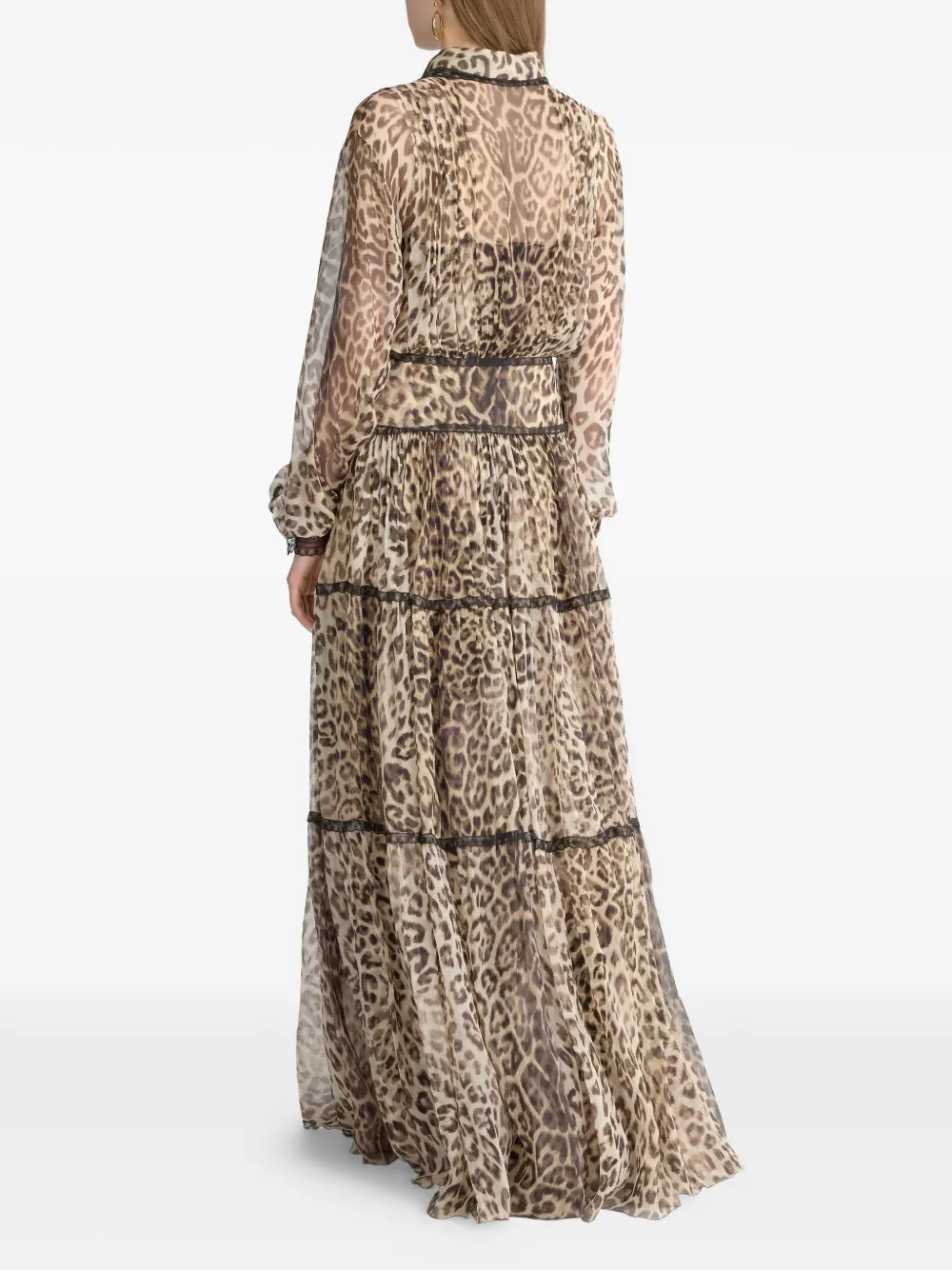 Ermanno Scervino Jurk met luipaardprint en kant Beige