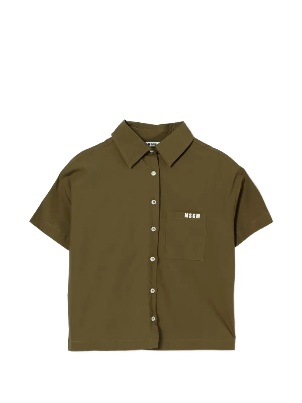 MSGM Kids chest-pocket short-sleeve shirt - Verde
