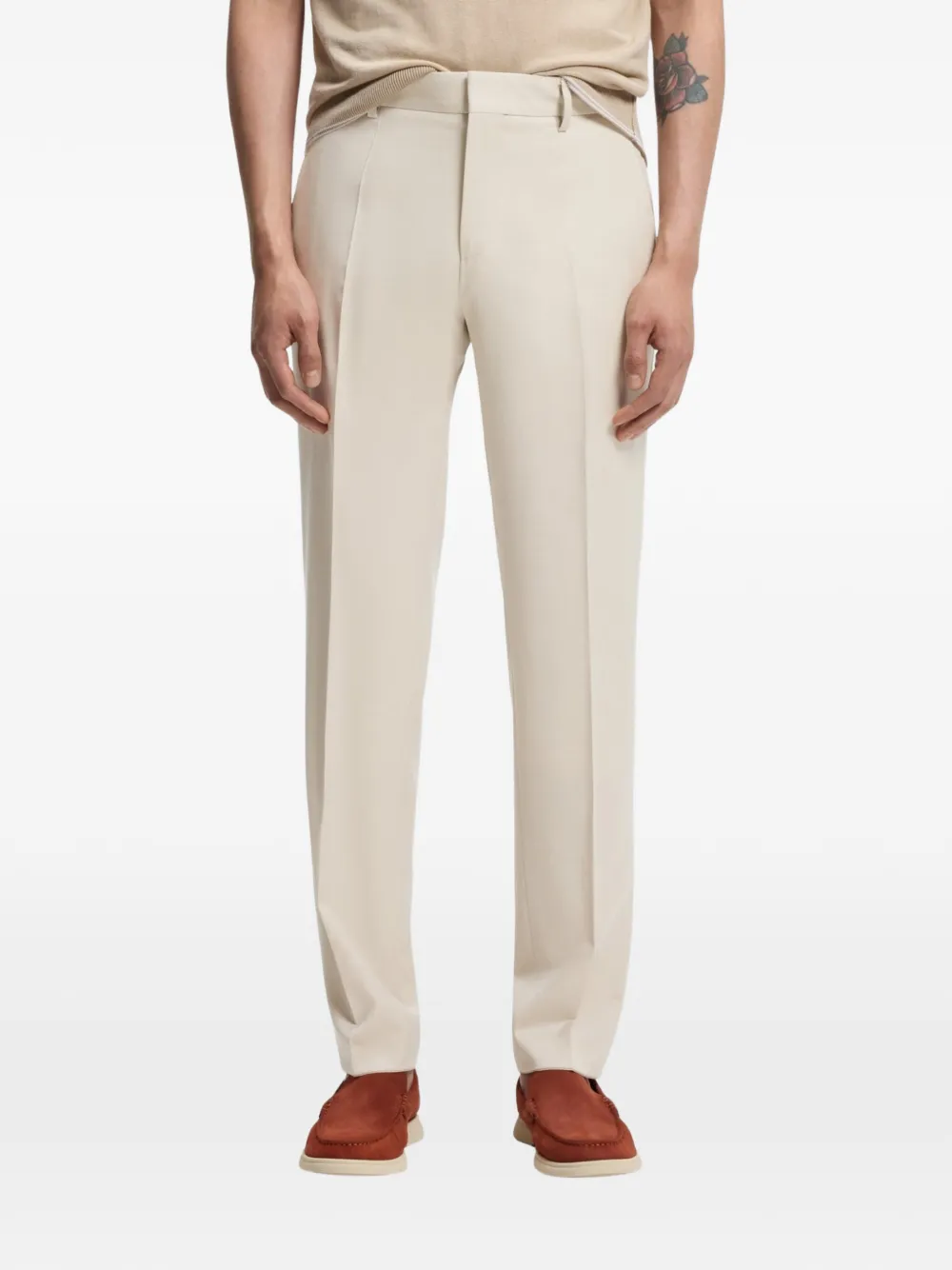 BOSS Straight broek Beige