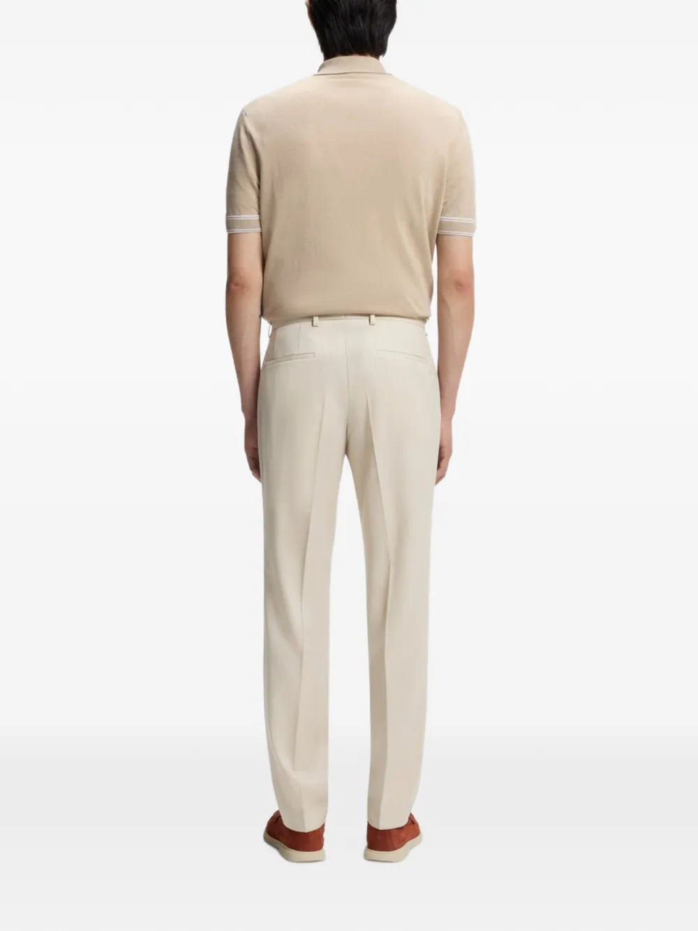 BOSS Serge slim-fit broek van scheerwol Beige