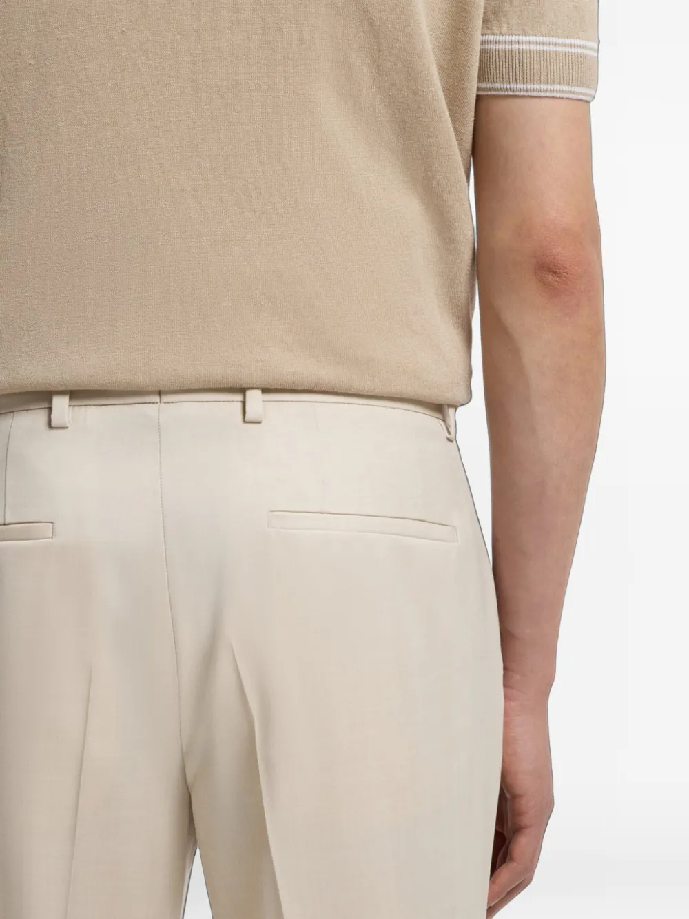 BOSS Serge slim-fit broek van scheerwol Beige