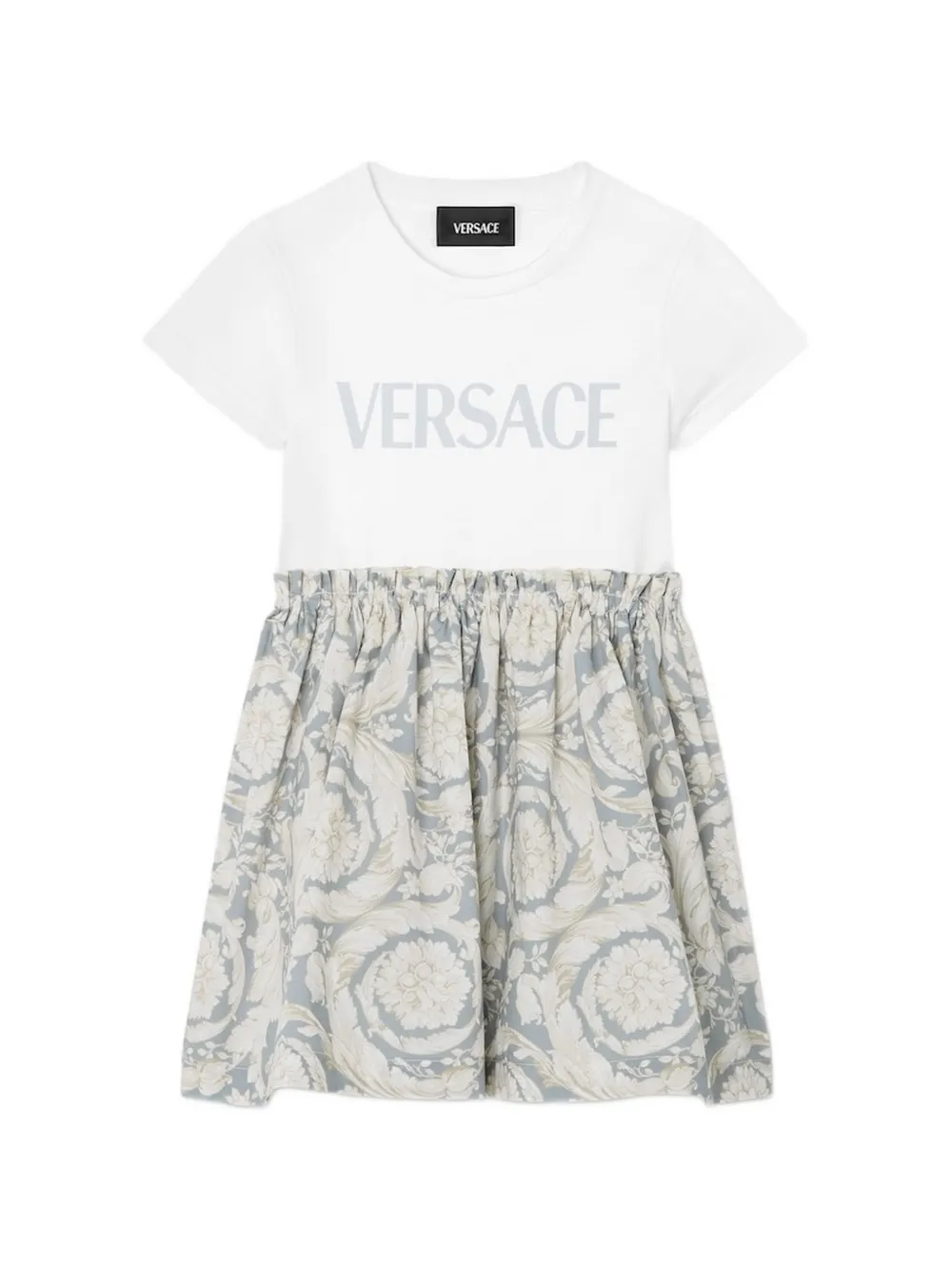 Versace Kids floral-print cotton dress - Bianco