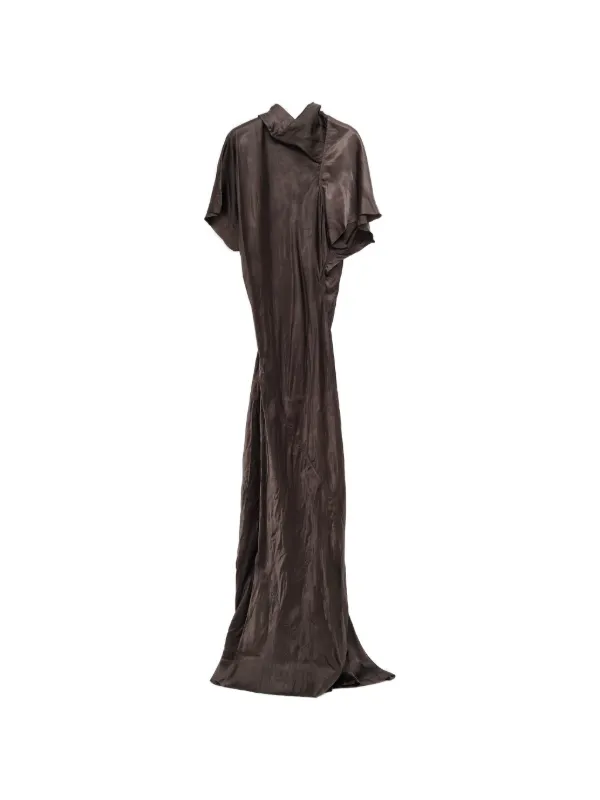brown rick owens dress Rick Owens Women's Long-Sleeve Velvet Wrap Midi-Dress - Brown