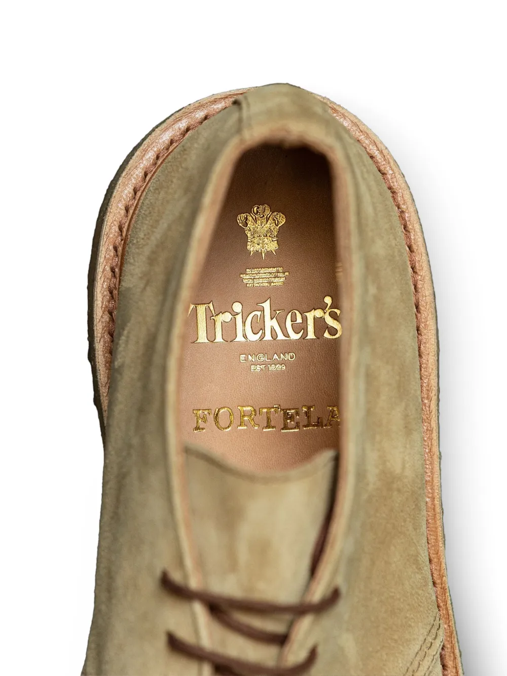 Fortela x Trickers suède veterlaarzen Beige