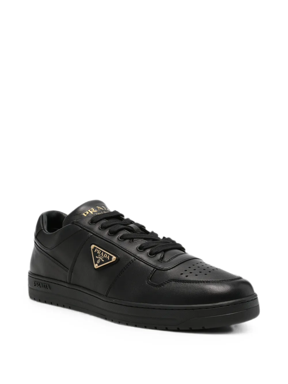 Prada Downtown logo-plaque sneakers Zwart